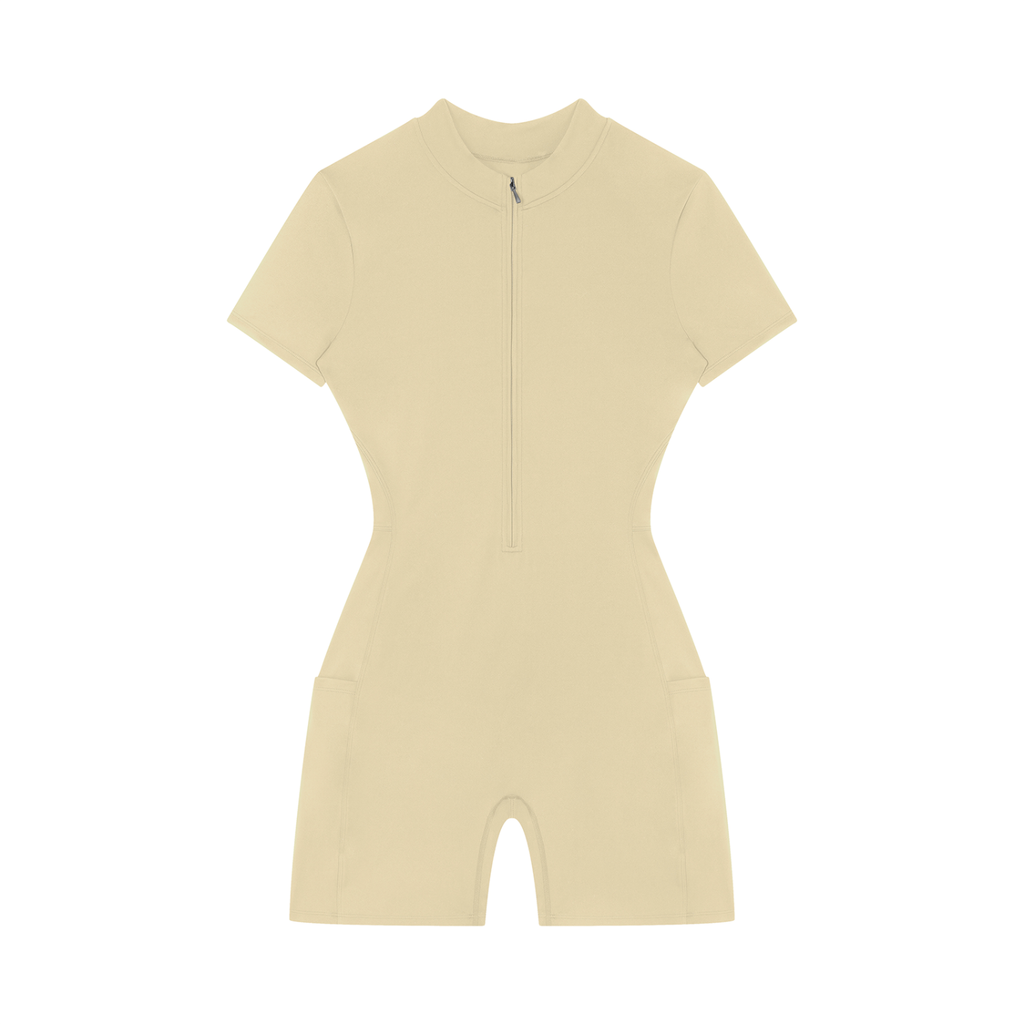Quarter-Zip PW Sleeve Romper