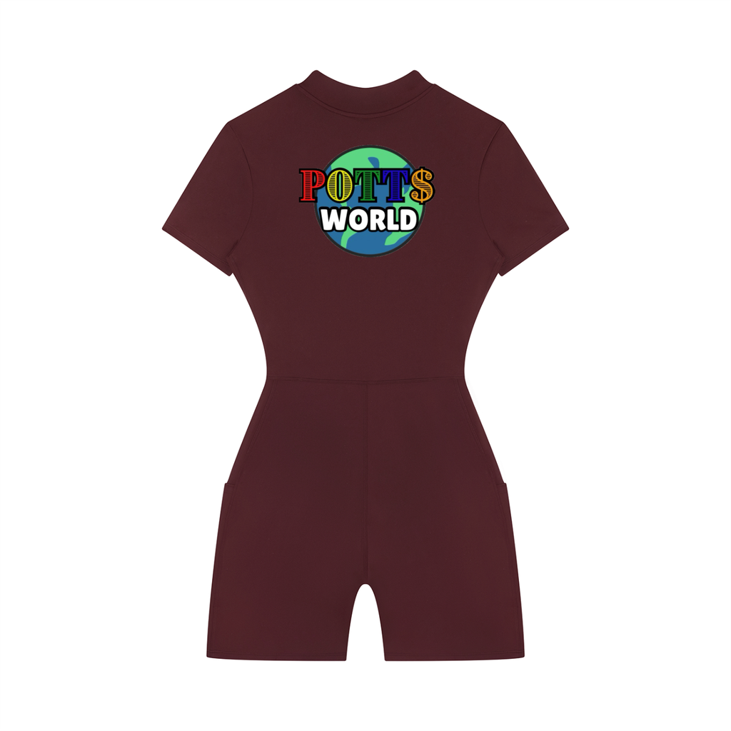 Quarter-Zip PW Sleeve Romper