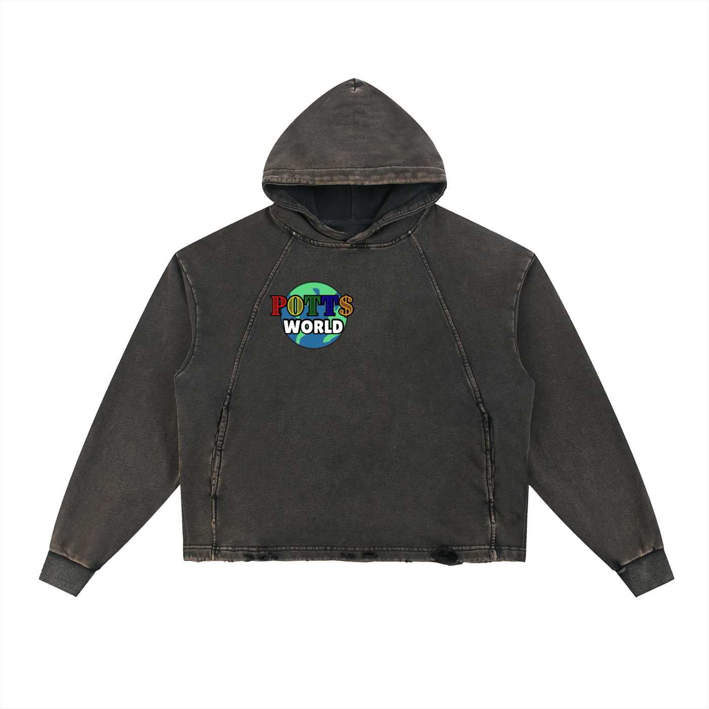 Vintage Washed Frayed-Hem Hoodie