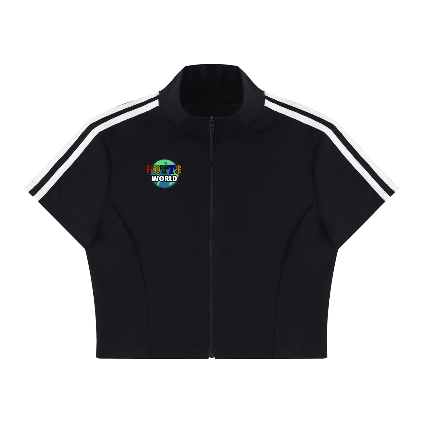 Women's Cropped Full Zip Short Sleeve T-Shirt