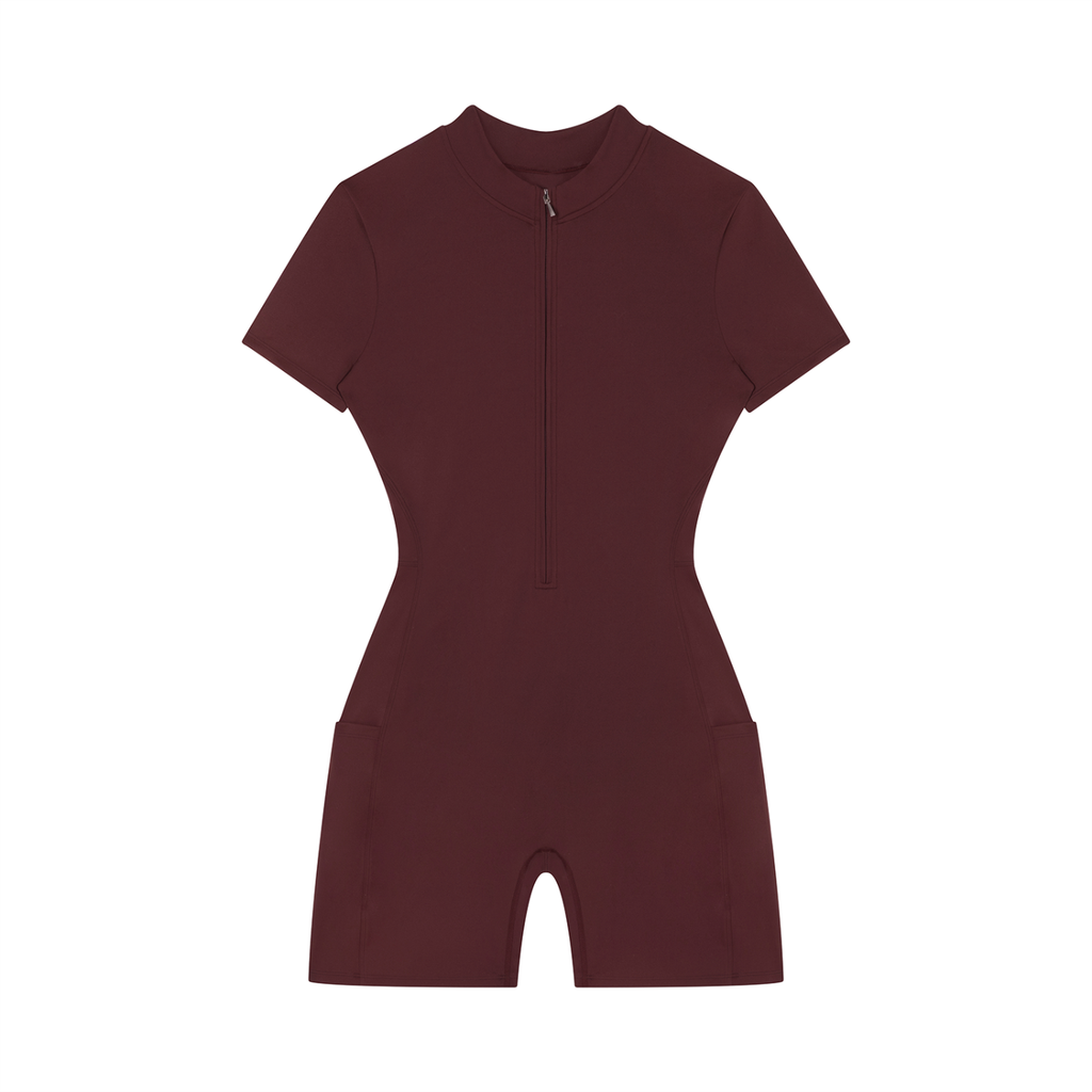 Quarter-Zip PW Sleeve Romper