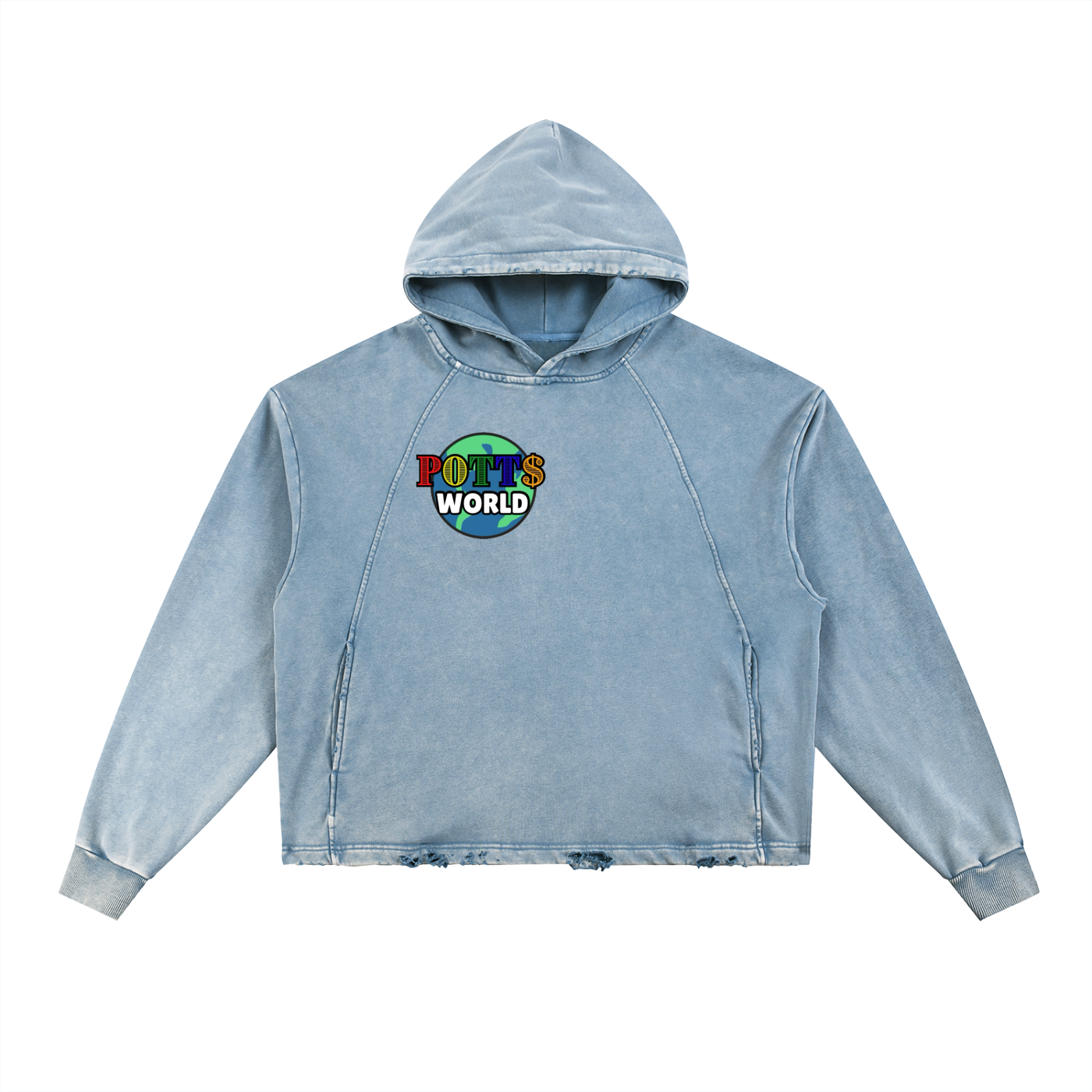 Vintage Washed Frayed-Hem Hoodie