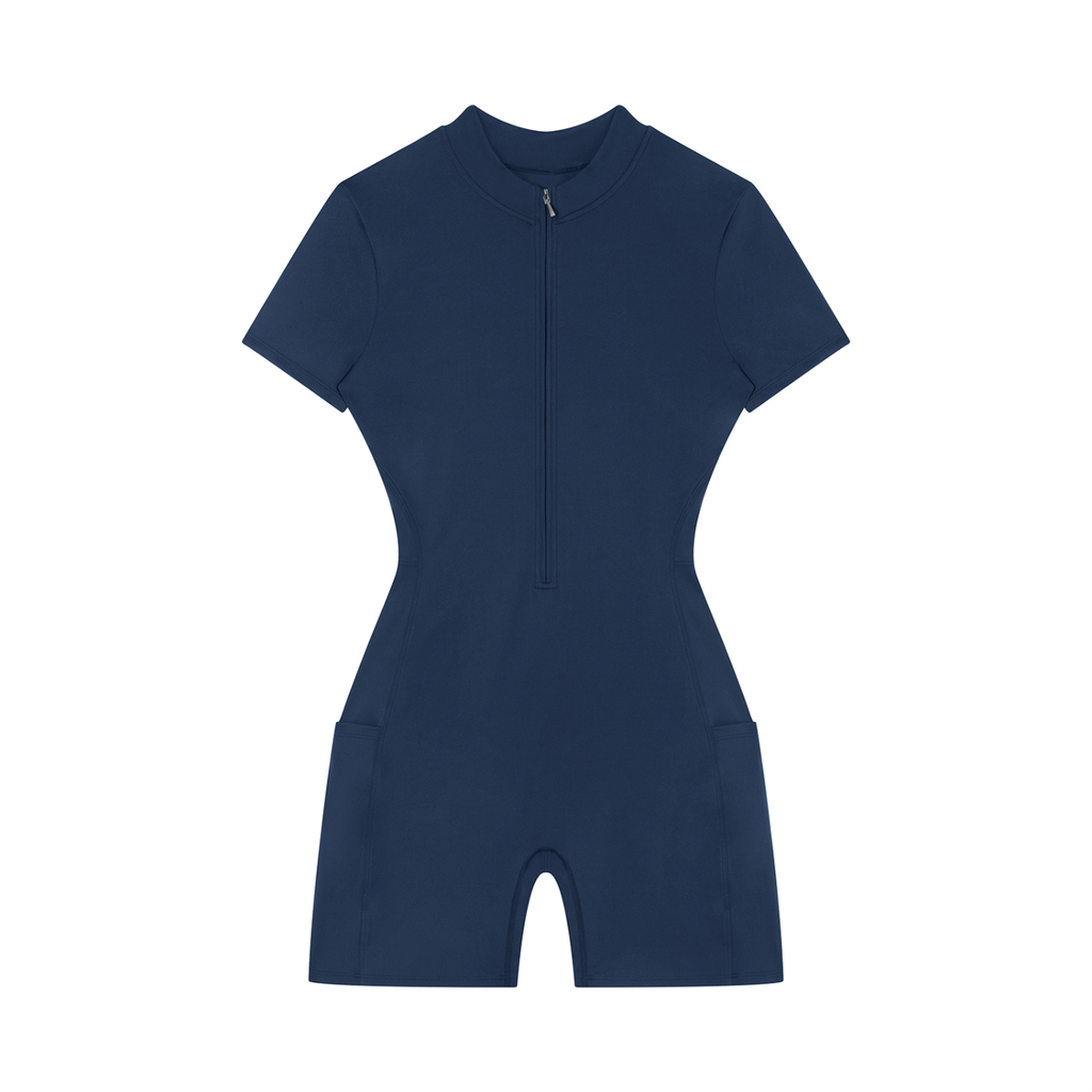 Quarter-Zip PW Sleeve Romper