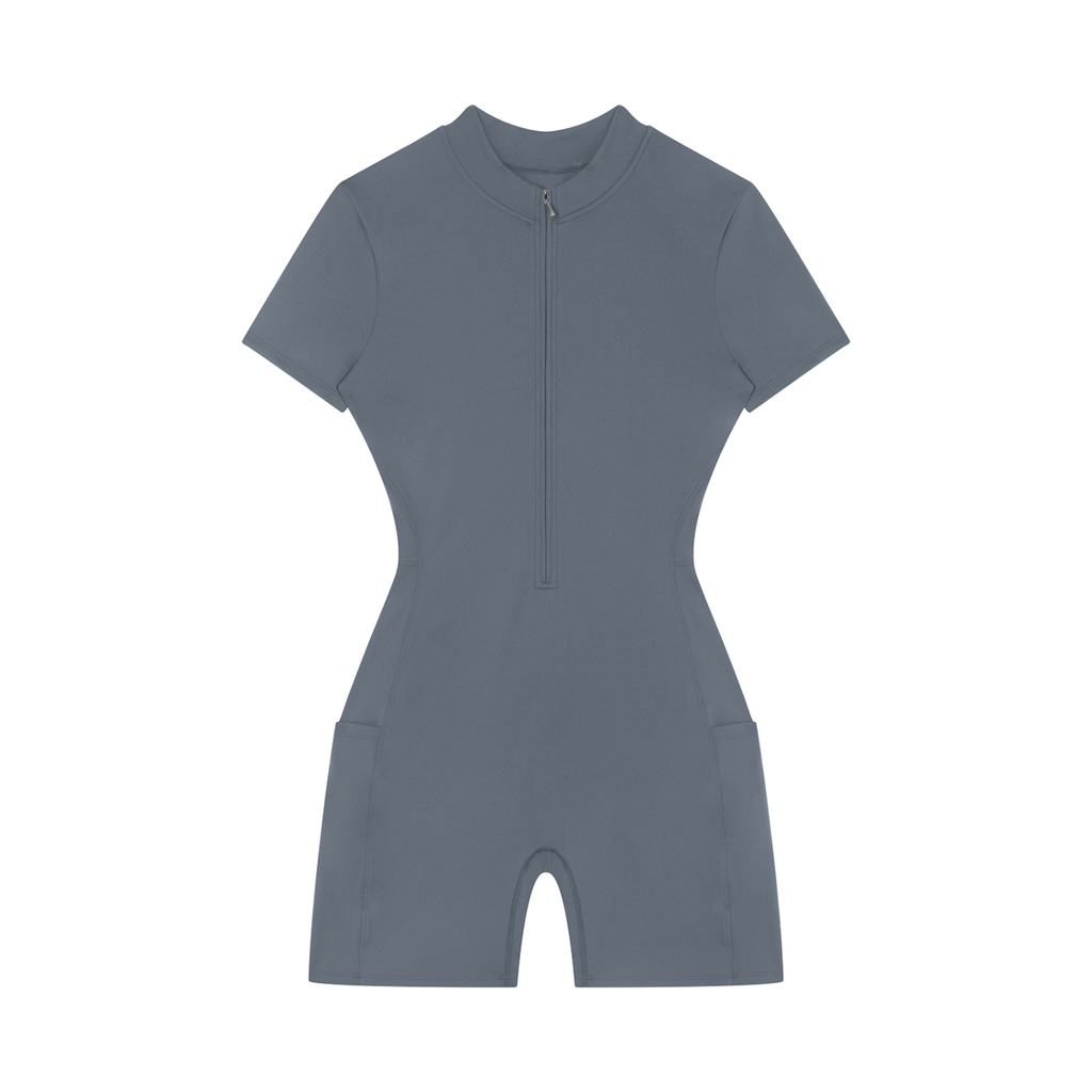 Quarter-Zip PW Sleeve Romper