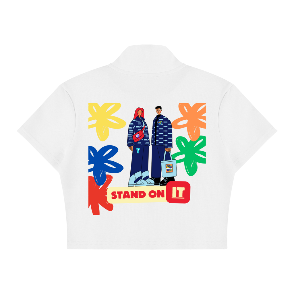 Women's Cropped Full Zip Short Sleeve T-Shirt