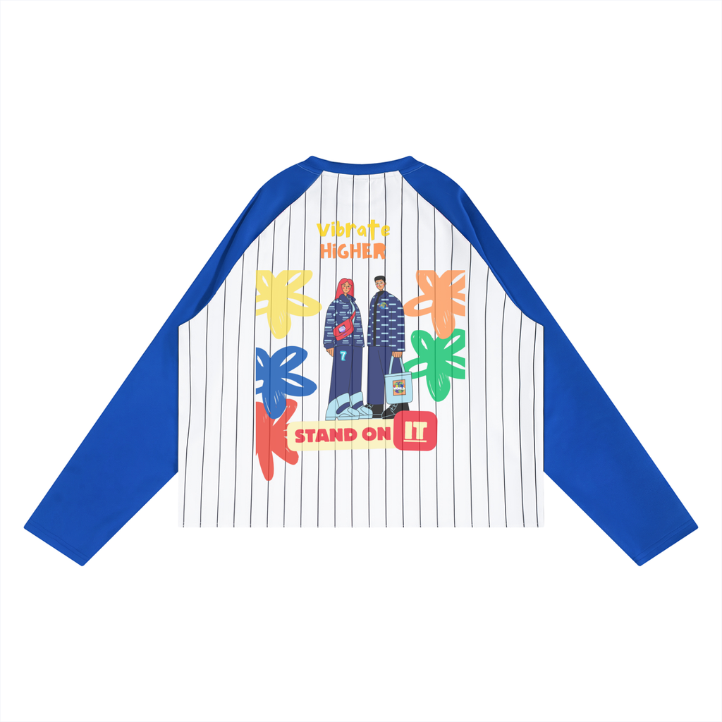 Unisex Striped Raglan Long Sleeve T-Shirt
