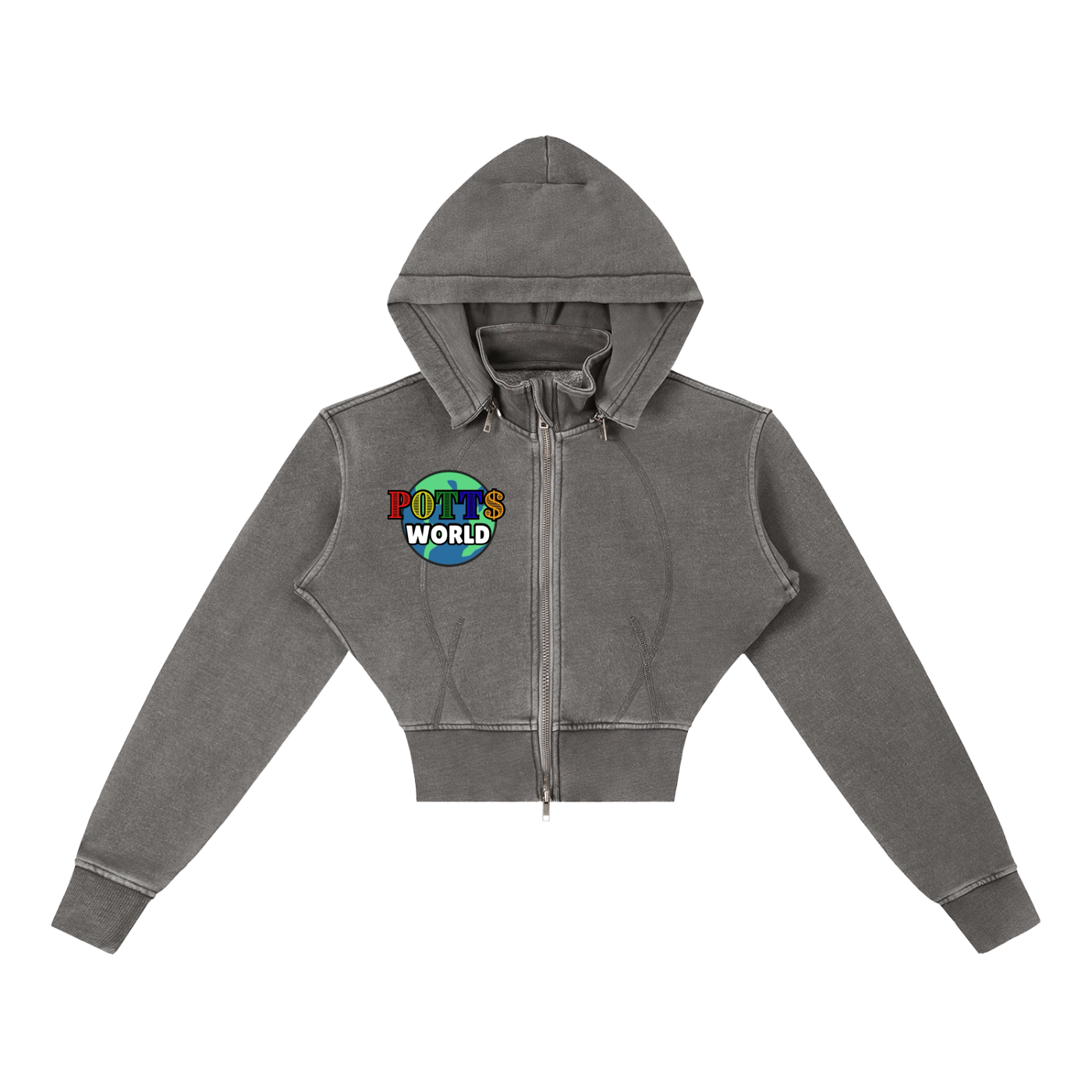 Vintage Washed Cropped Fleece Hoodie
