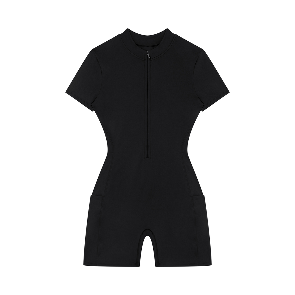 Quarter-Zip PW Sleeve Romper