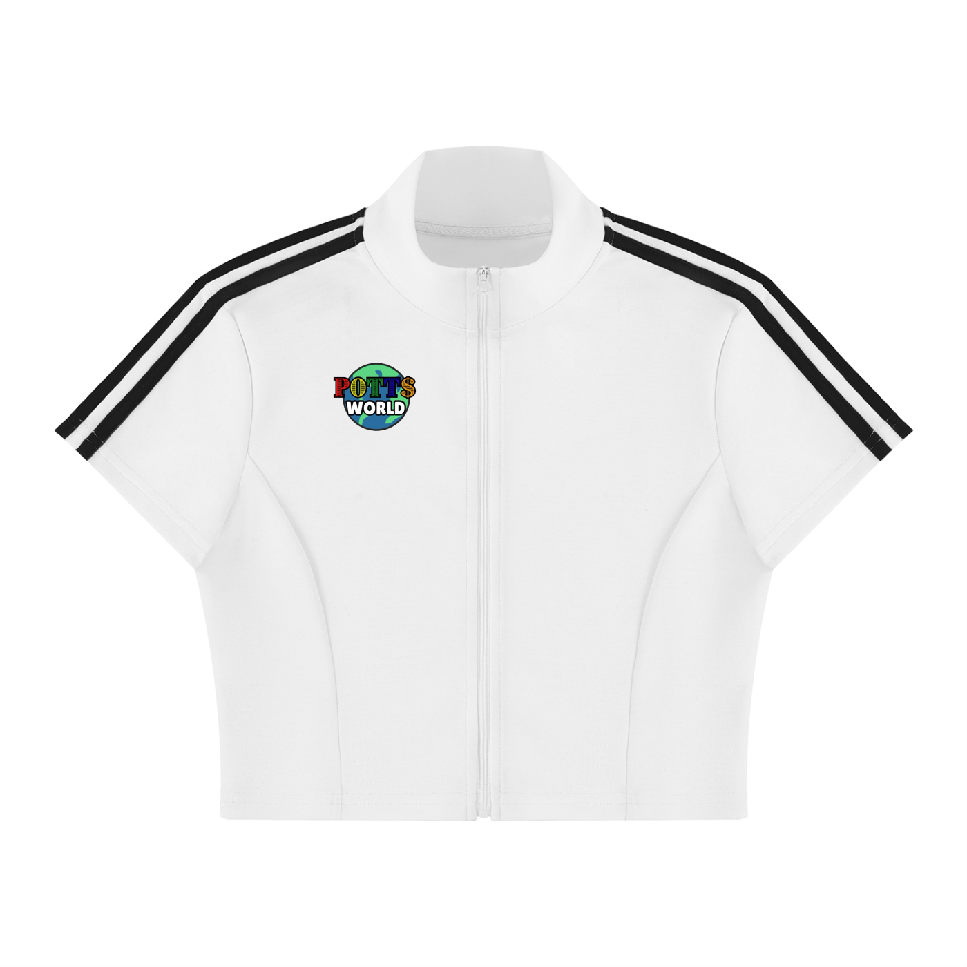Women's Cropped Full Zip Short Sleeve T-Shirt