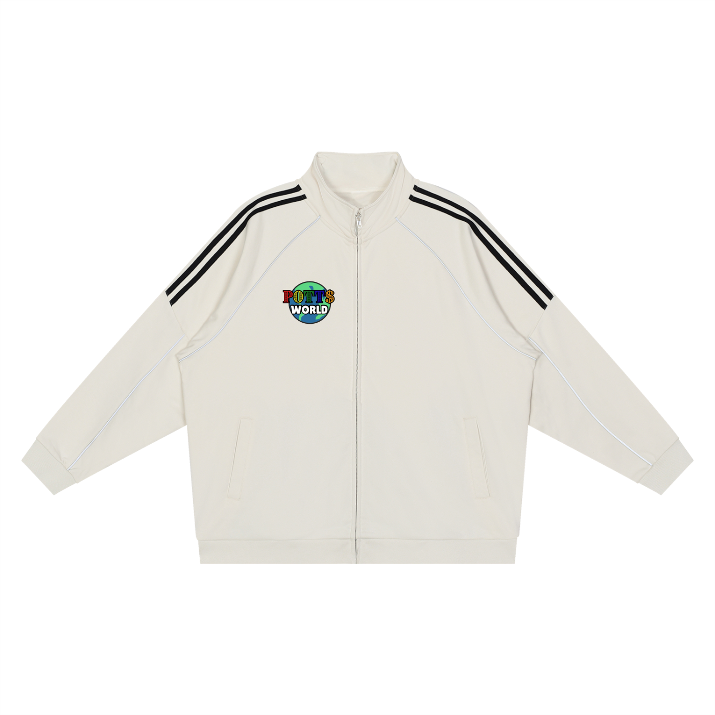 Reflection Striped Raglan Sleeve  Jacket