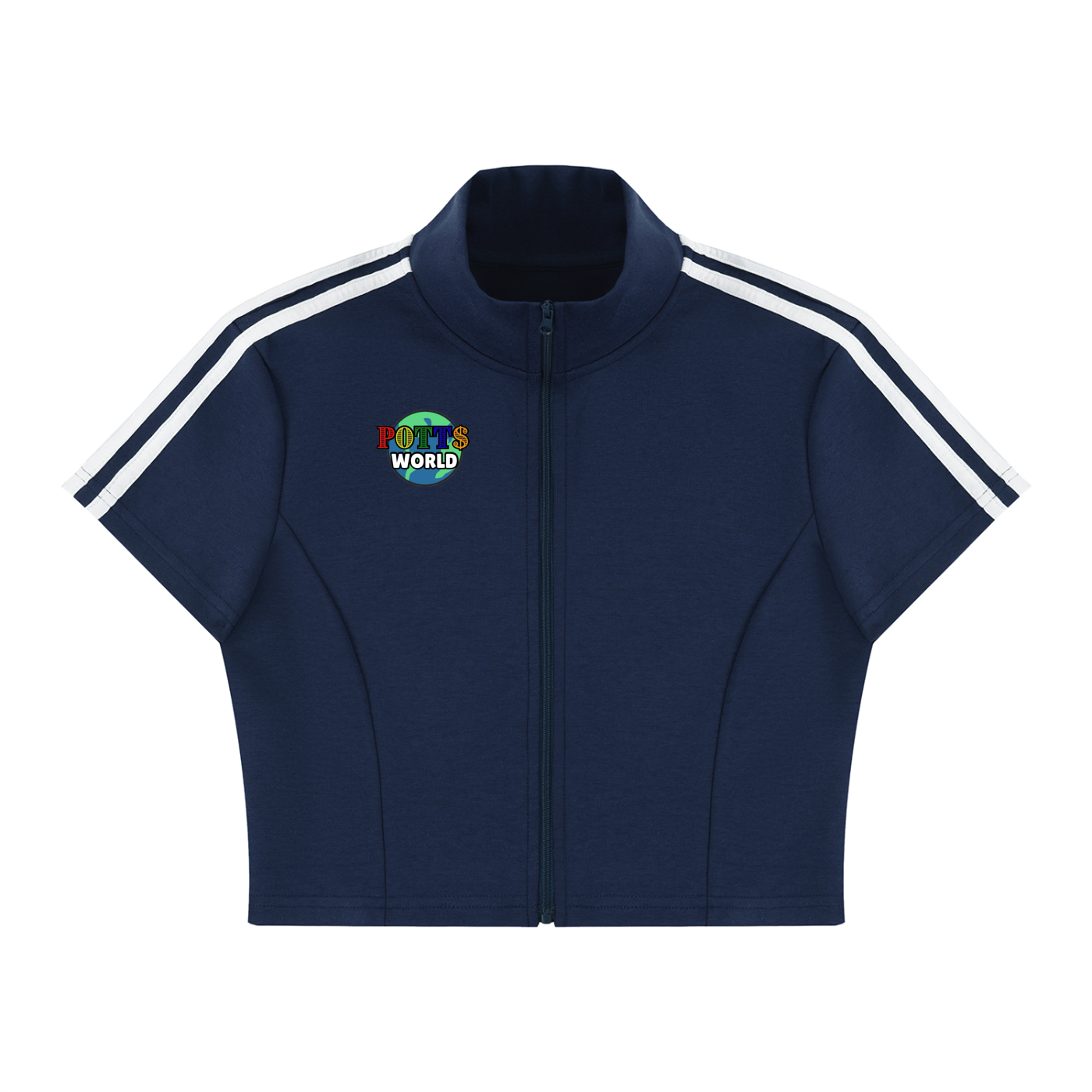 Women's Cropped Full Zip Short Sleeve T-Shirt