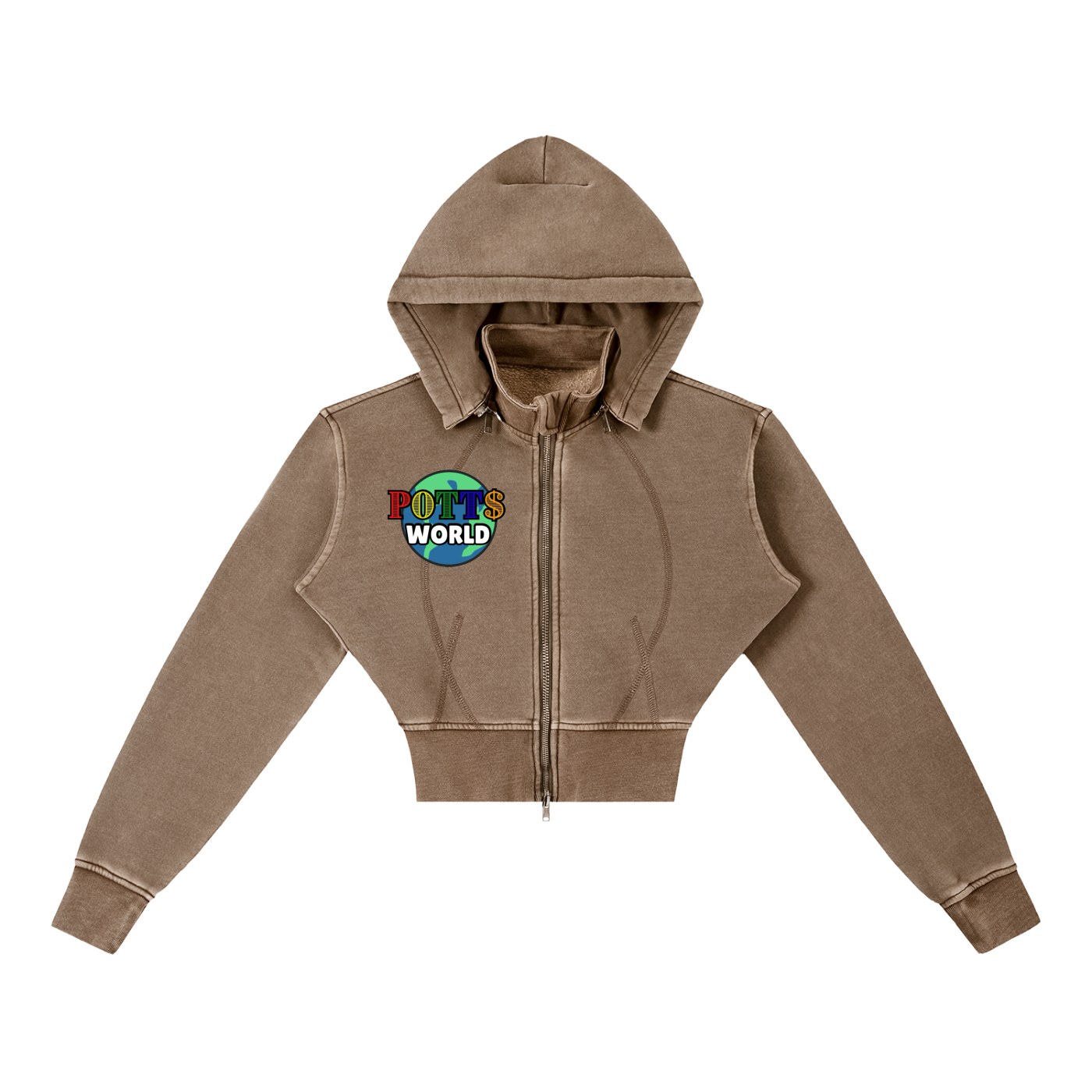 Vintage Washed Cropped Fleece Hoodie