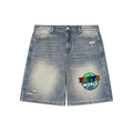 Faded Distressed Baggy Denim Shorts
