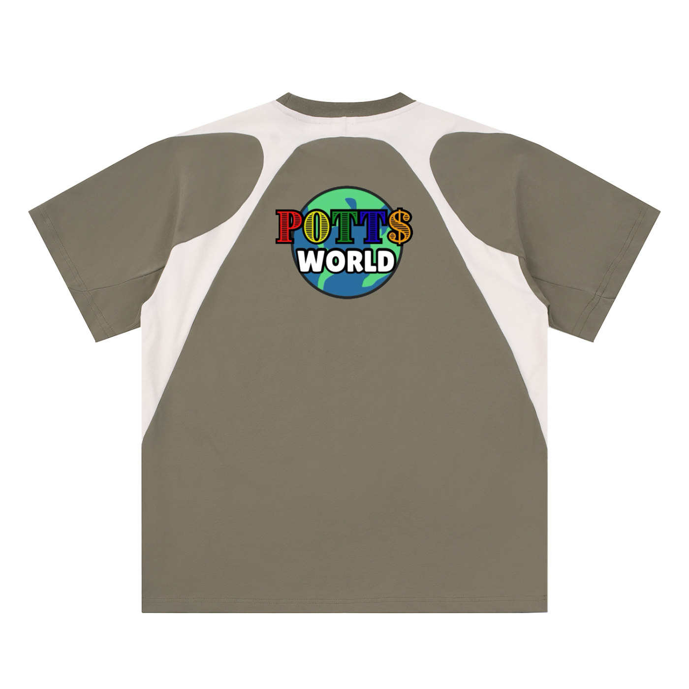 Contrast Panel Cotton T-Shirt