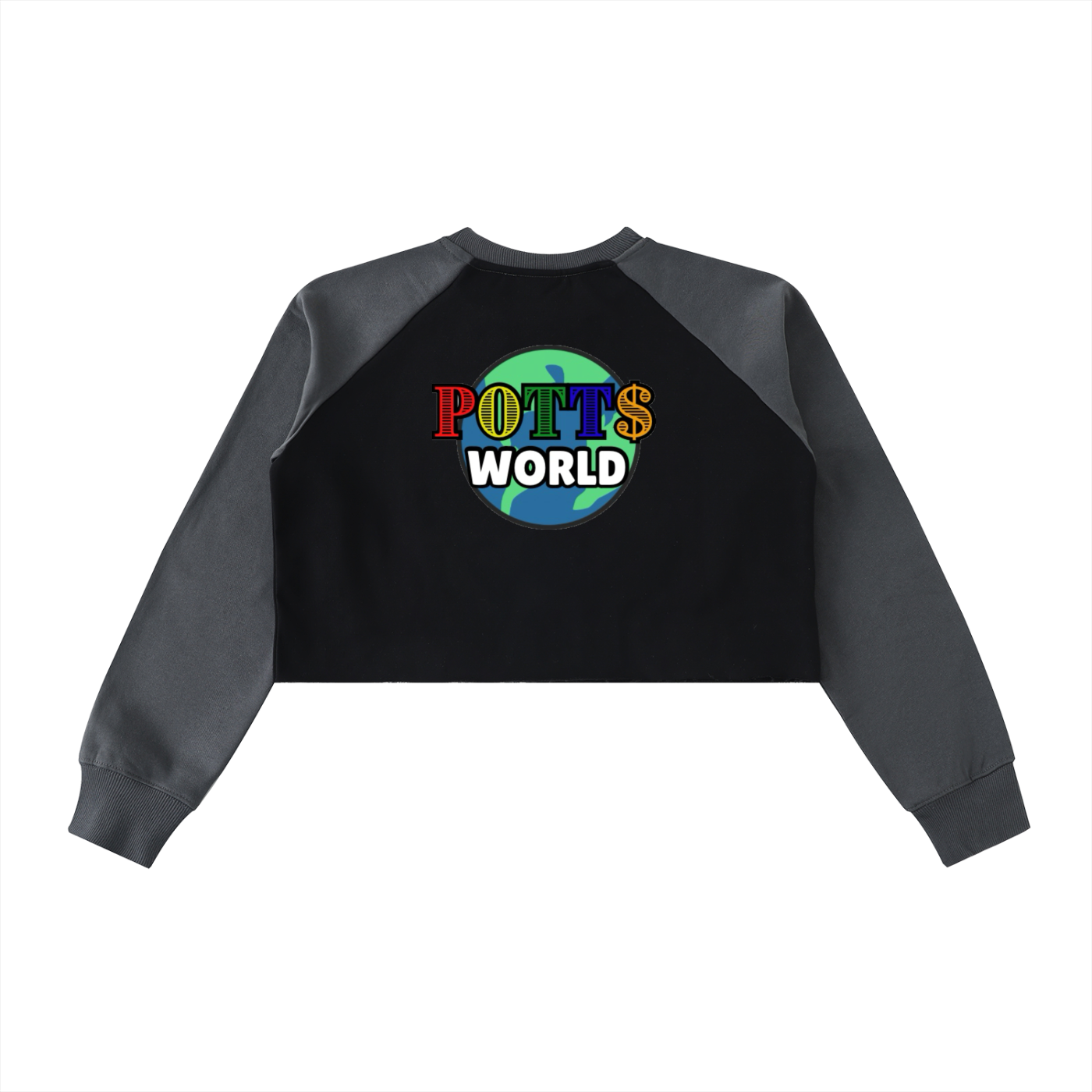 Raw-Hem Color-Block Raglan Crop Sweatshirt