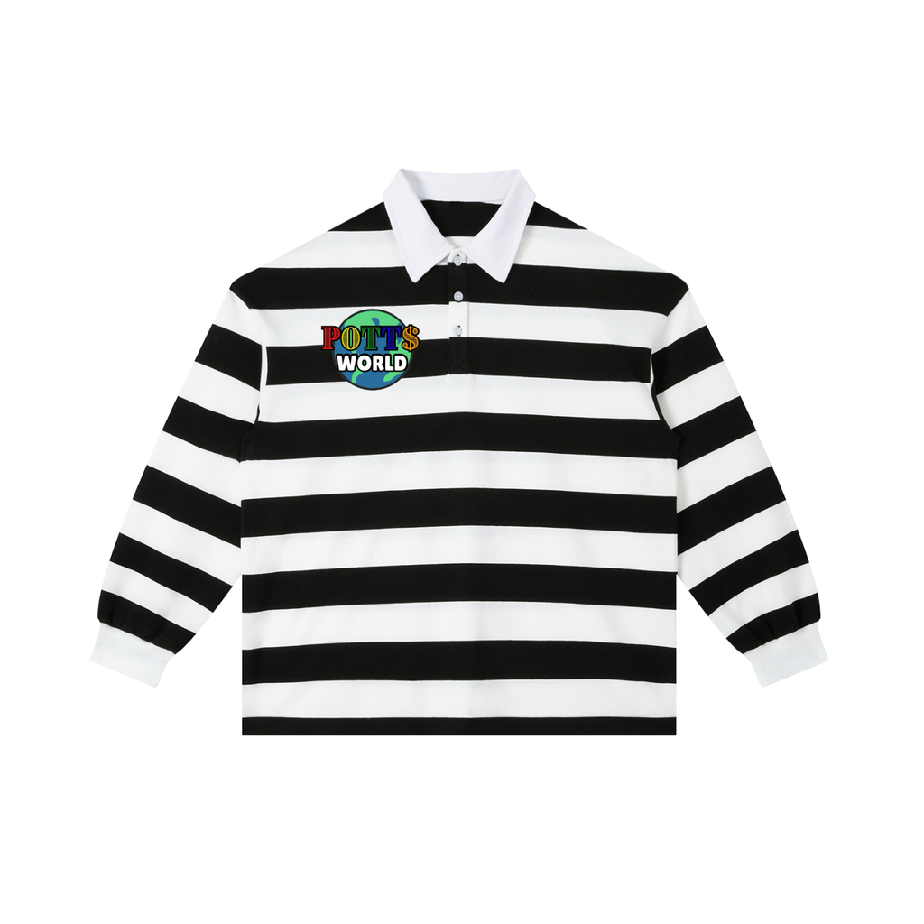 Color Block Stripe Polo Shirt
