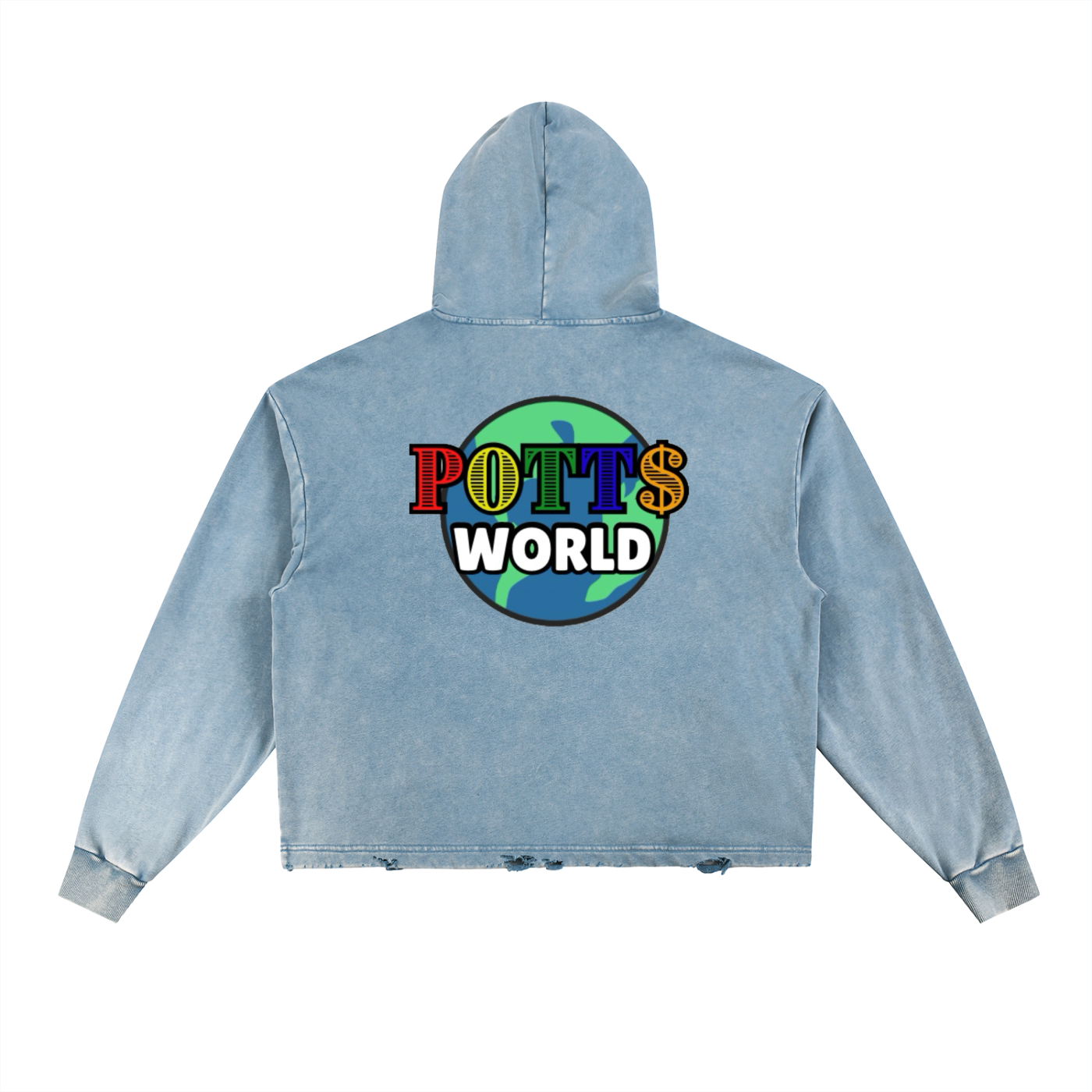 Vintage Washed Frayed-Hem Hoodie