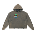 Vintage Washed Frayed-Hem Hoodie