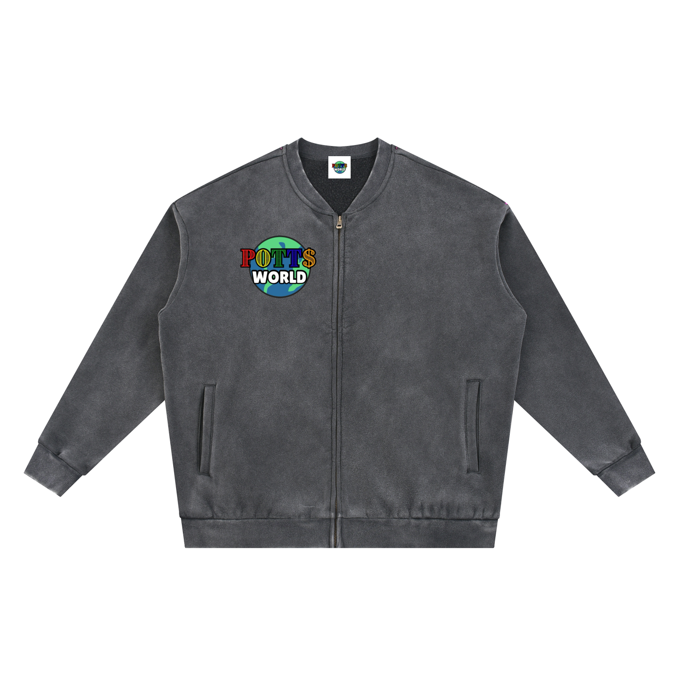 Vintage Washed Fleece Baseball Jacket