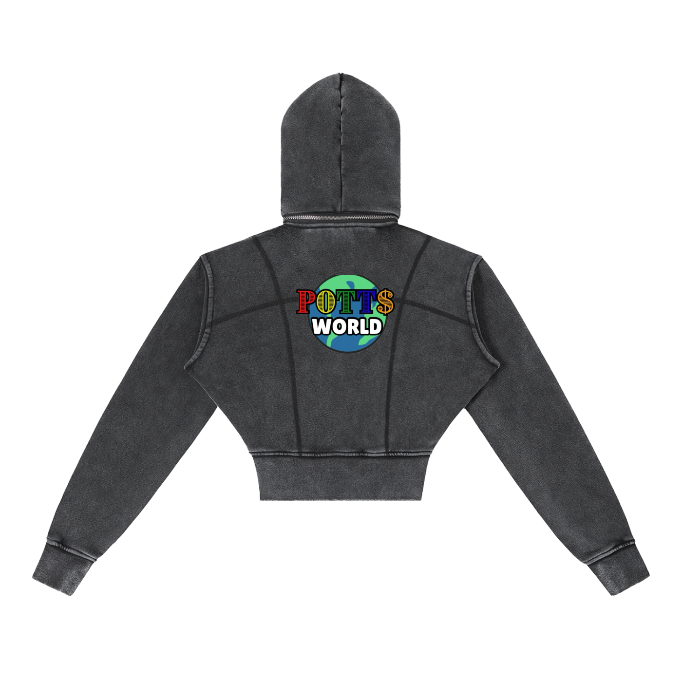 Vintage Washed Cropped Fleece Hoodie
