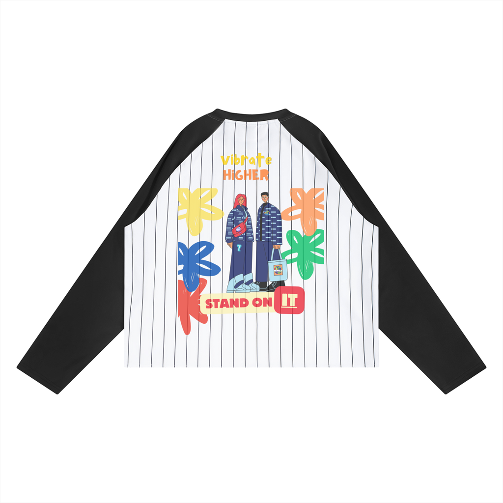 Unisex Striped Raglan Long Sleeve T-Shirt